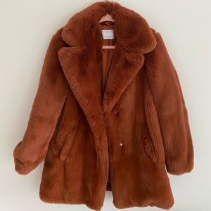 Bershka Faux Fur Coat Size S
